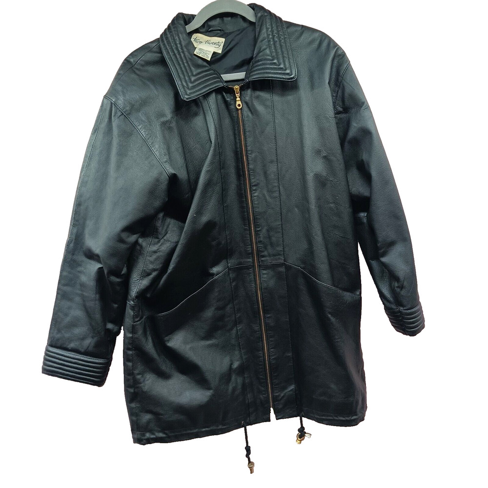 Two Twenty Men's‎ Black Genuine Leather Coat Size Medium